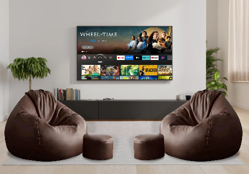 2 Max Bean Bags with Footrests and Smart TV 40 Inch Combo